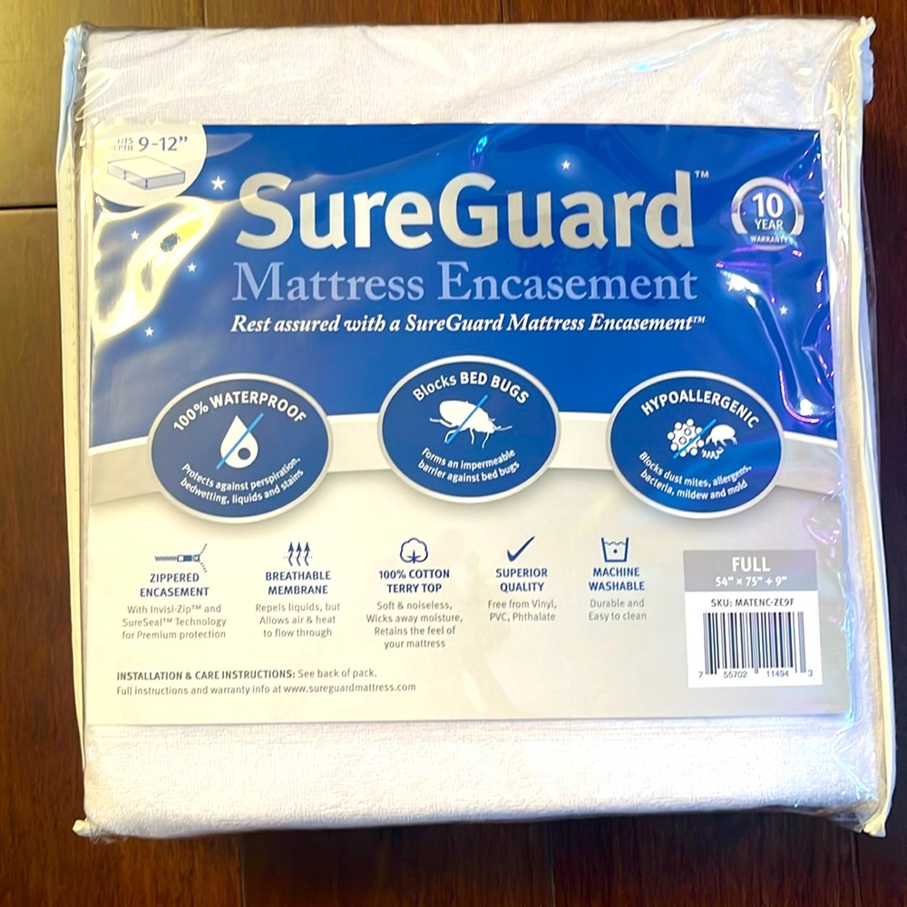 SureGuard Mattress Protectors
Full (9-12 in. Deep) SureGuard Mattress Encasement
